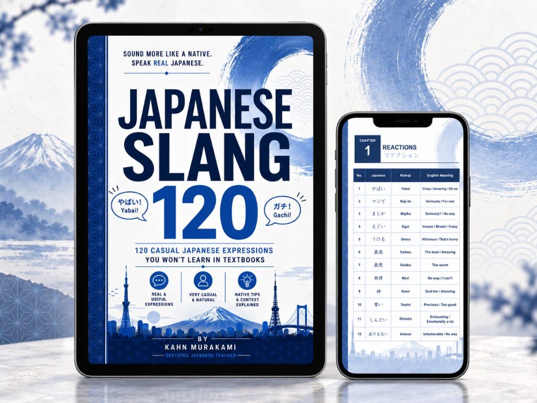 Japanese Slang 120 open on a tablet and a phone